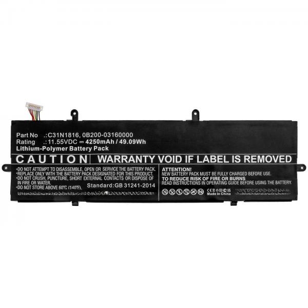 CoreParts MBXAS-BA0274 ricambio per laptop Batteria (Laptop Battery for Asus - 49.09Wh 11.55V 4250mAh - 49.09Wh Li-Polymer 11.55V 4250mAh for Asus Flip UX362, Q326FA, Q326FA-BI7T13 - Warranty: 12M)