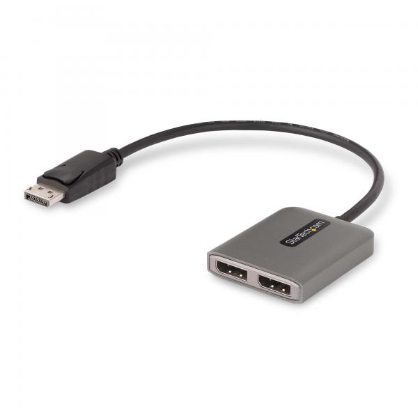 StarTech.com Hub MST DisplayPort a 2 Porte - Adattatore Multi-Monitor DP 1.4 a 2x DP 5K 60Hz - SdoppiatoreSplitter Video DisplayPort per Doppio Monitor - Cavo Integrato lungo - Solo Windows (2-PORT