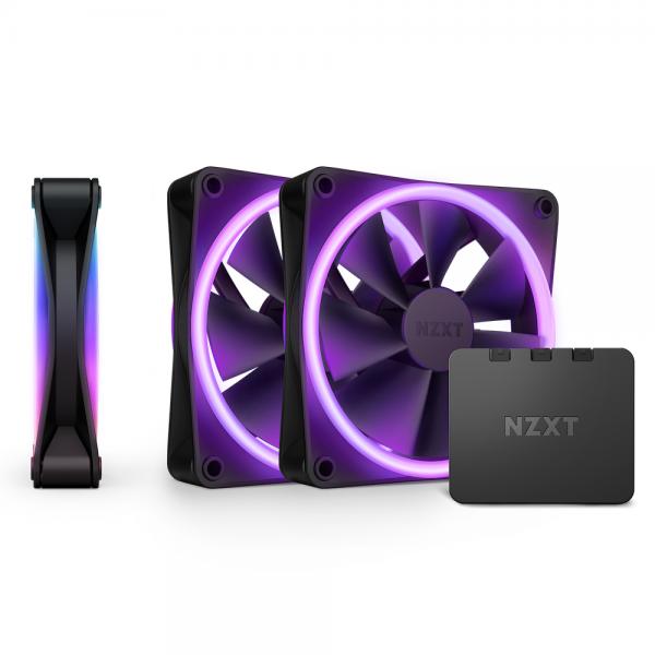 NZXT F120 RGB DUO Triple Pack Case per computer Ventilatore 12 cm Nero 3 pz (NZXT F120 RGB DUO 120MM PWM 3PK BLK)