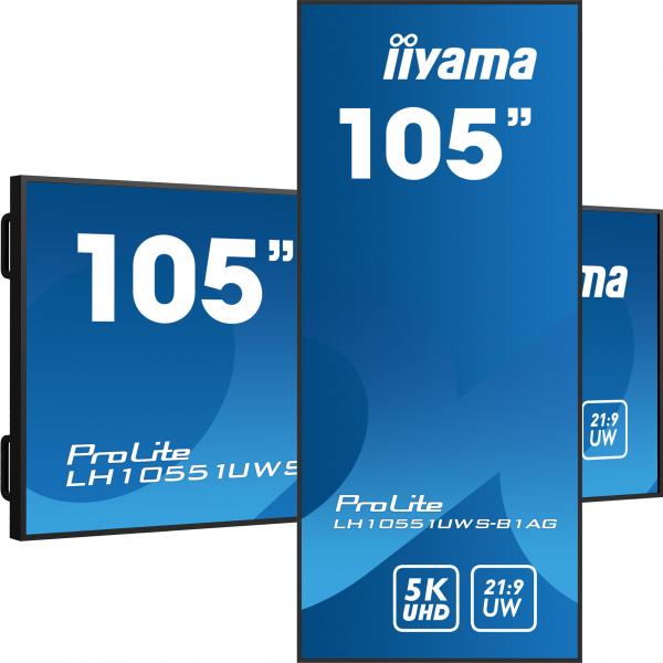 iiyama LH10551UWS-B1AG visualizzatore di messaggi Pannello piatto per segnaletica digitale 2,67 m [105] LED 500 cd/m² UltraWide 5K HD Nero 24/7 (105 ProLite LH10551UWS-B1 Commercial Display - 105&rdq