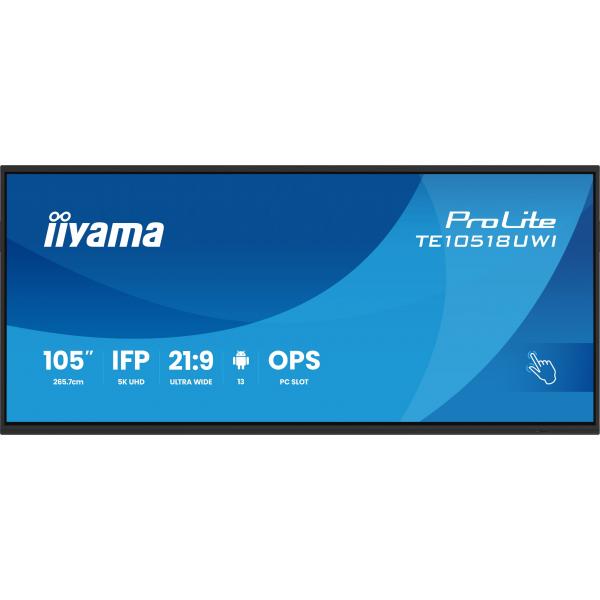 iiyama TE10518UWI-B1AG visualizzatore di messaggi Design chiosco 2,66 m [104.6] LED Wi-Fi 450 cd/m² 5K Ultra HD Nero Touch screen Processore integrato Android 16/7 (105 TE10518UWI-B1AG Interactive Di