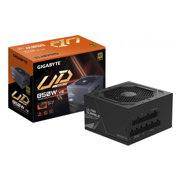GIGABYTE UD850GM PG5 V2 Alimentatore – PCIe Gen 5.1, 80 PLUS Gold, Design completamente modulare, Ventola da 120 mm, Compatibile con ATX 3.1, Spina EU (GIGABYTE GP-UD850GM 850W V2, 80 Plus Gold Certi