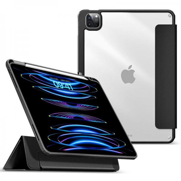 eSTUFF ES68202301-BULK custodia per tablet Custodia a libro Nero (iPad Pro 12.9 2022/2021 - BOSTON Detachable Mirror - Pencil Case. Black front/Transparent back. Corner protection - Warranty: 24M)