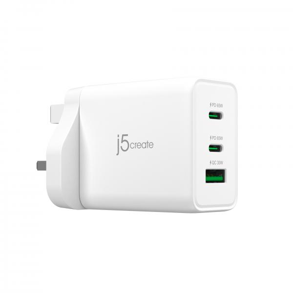 j5create JUP3365F-FN Caricatore GaN USB-C® a 3 porte da 65W - UK (J5CREATE 65W GAN USB-C 3-PORT CHARGER)