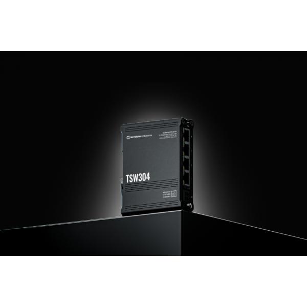 Teltonika TSW304 switch di rete Gigabit Ethernet [10/100/1000] Supporto Power over Ethernet [PoE] Nero (Teltonika DIN Rail Gigabit Network Switch - TSW304 [No PSU])