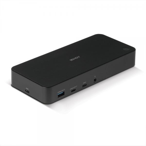 Lindy 43366 replicatore di porte e docking station per laptop USB 3.2 Gen 2 [3.1 Gen 2] Type-C Nero (DST-Pro Universal, USB Type C - and Type A Hybrid Laptop - Docking Station 4K HDMI, 2x4K [DP or HD