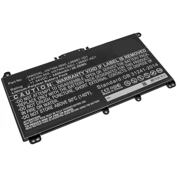 CoreParts MBXHP-BA0282 ricambio per laptop Batteria (Laptop Battery for HP 38.56Wh - 11.34V 3400mAh 38.56Wh - Li-Polymer 11.34V 3400mAh for HP Pavilion 15 15-EG0000,Pavilion 15 EG0073CL - Warranty: 1