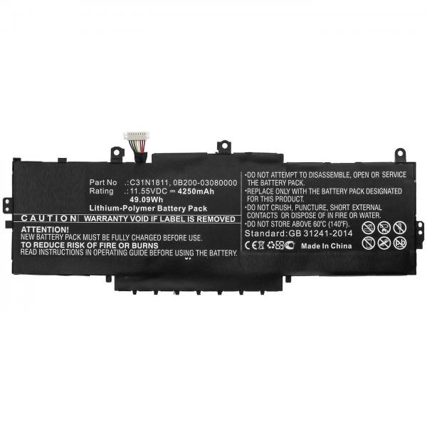 CoreParts MBXAS-BA0248 ricambio per laptop Batteria (Laptop Battery for Asus - 49.09Wh 11.55V 4250mAh - 49.09Wh Li-Pol 11.55V 4250mAh Black for Asus Notebook, Laptop BX433FN, Deluxe - Warranty: 12M)