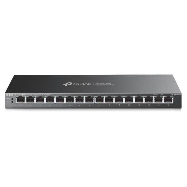 TP-Link TL-SG116P switch di rete Non gestito Gigabit Ethernet [10/100/1000] Supporto Power over Ethernet [PoE] Nero (16-PORT GIGABIT POE+ SWITCH - 120 W POE POWER STEEL CASE)