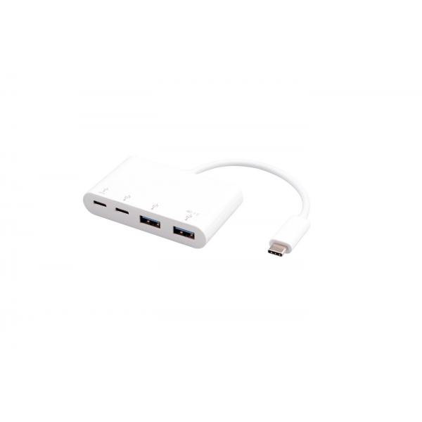 eSTUFF ES625002 hub di interfaccia USB 3.2 Gen 1 [3.1 Gen 1] Type-C 10000 Mbit/s Bianco (USB-C Hub - 2 x USB-C 5 Gbps ports + 2 x - USB3.0 5 Gbps ports - Warranty: 60M)