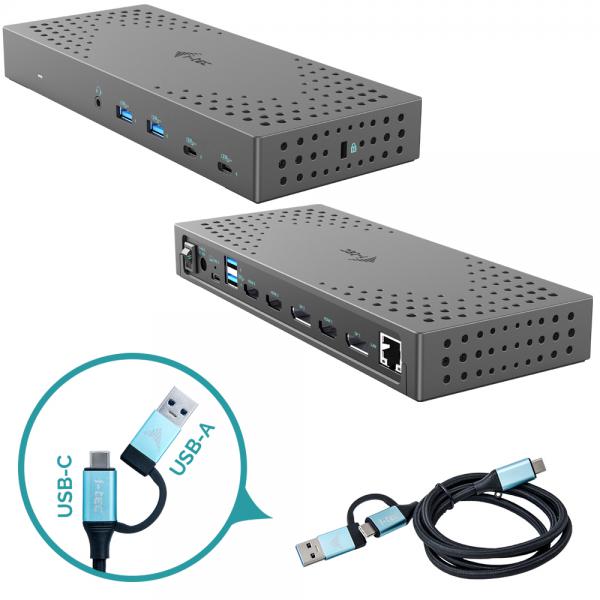 i-tec CATRIPLE4KDOCKPD2UK replicatore di porte e docking station per laptop Cablato USB 3.2 Gen 2 [3.1 Gen 2] Type-C Grigio (I-TEC USB 3.0 3X 4K DOCK GEN 2 - USB 3.0/ C/ TB 3/4 PD100W UK)