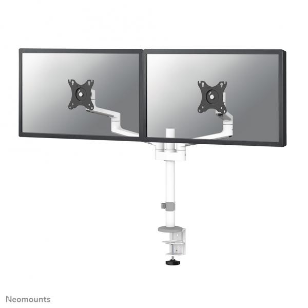 Neomounts DS60-425WH2 Braccio per monitor 17-27 - salvaspazio (Neomounts NEXT Lite DS60-425WH2 Dual monitor arm - 17-27 - 0-8 kg/screen - space saving T-Rex model - 100% plastic-free packaging - whit