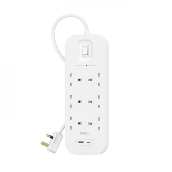 Belkin Connect Bianco 6 presa[e] AC 2 m (SURGE PROTECTION WITH USB C 6 OUTLET)