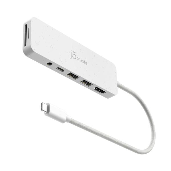 j5create JCD373EW-N Hub multiporta USB-C® ecologico con Power Delivery (ECO-FRIENDLY USB-C - MU-PORTHUB POWER DELIVERY -WHITE)