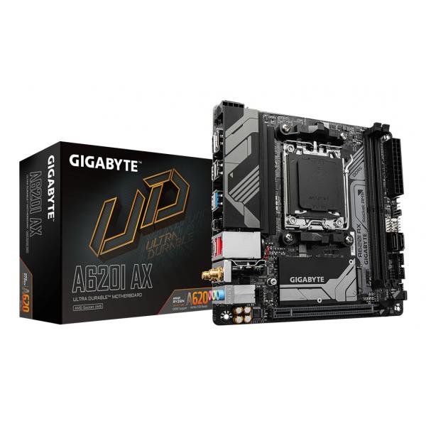 GIGABYTE A620I AX Scheda madre - Supporta CPU AMD Ryzen 8000, VRM digitale a 5+2+1 fasi, fino a 6400MHz DDR5 [OC], 1xPCIe 4.0 M.2, Wi-Fi 6E, LAN 2.5GbE, USB 3.2 Gen 2 (Gigabyte A620I AX [rev. 1.0] AM