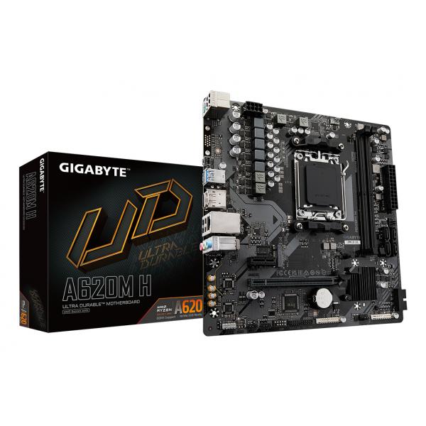 GIGABYTE A620M H Scheda madre - Supporta CPU AMD Ryzen 8000, VRM digitale 5+2+2 fasi, fino a 7200MHz DDR5 [OC], 1xPCIe 4.0 M.2, GbE LAN, USB 3.2 Gen 1 (Gigabyte A620M H Ultra Durable AMD AM5 Socket M