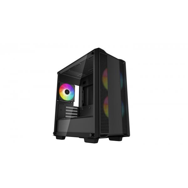 DeepCool CC360 ARGB Mini Tower Nero (DeepCool CC360 ARGB, Black, Mini Tower Chassis w/ Tempered Glass Window, 3x 120mm ARGB Fans, USB 3.0, mATX/mITX)