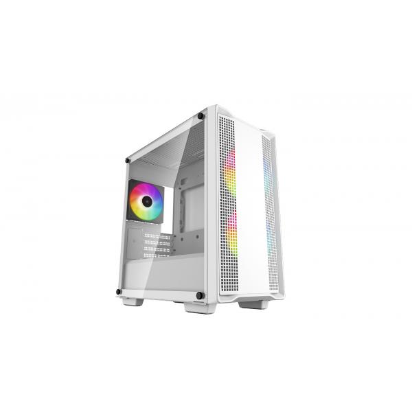 DeepCool CC360 WH ARGB Mini Tower Bianco (DeepCool CC360 ARGB WH, White, Mini Tower Chassis w/ Tempered Glass Window, 3x 120mm ARGB Fans, USB 3.0, mATX/mITX)