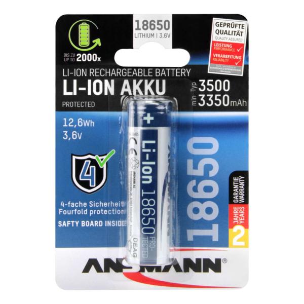 Ansmann 1307-0001 batteria per uso domestico Batteria ricaricabile 18650 Ioni di Litio (Household Battery - Rechargeable Battery 18650 - Lithium-Ion [Li-Ion] - Warranty: 12M)