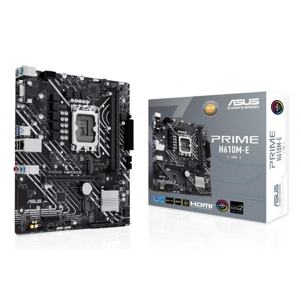 ASUS PRIME H610M-E-CSM Intel H610 LGA 1700 micro ATX (ASUS PRIME H610M-E-CSM - Motherboard - micro ATX - LGA1700 Socket - H610 Chipset - USB 3.2 Gen 1 - Gigabit LAN - onboard graphics [CPU required]
