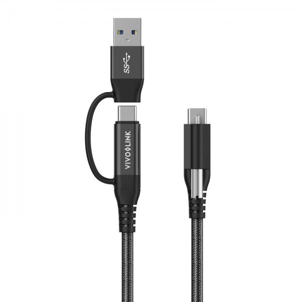 Vivolink PROUSBCMM1.5ADP cavo USB USB 3.2 Gen 2 [3.1 Gen 2] 1,5 m USB C USB A/USB C Nero (USB-C Cable two in one 1,5m - Black - Warranty: 24M)