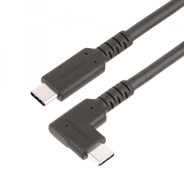 StarTech.com Cavo USB-C angolare robusto da 2 m, USB 3.2 Gen 1 [5 Gbps], cavo di trasferimento dati USB type-C ad angolo retto, DP Alt Mode 4K 60Hz, 100W Power Delivery - Cavo USB Tipo C a 90 gradi (