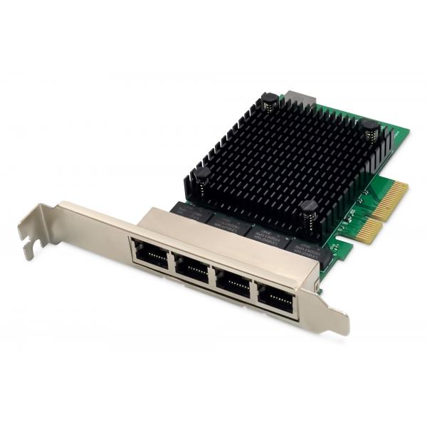 Digitus Scheda di rete a 4 porte 2,5 Gigabit Ethernet, RJ45, PCI Express, chipset Realtek (4-PT RJ45 RTL8125B 25GBIT SERVER NIC)