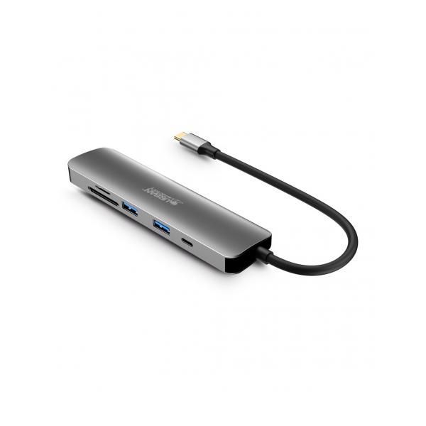 Urban Factory MHC45UF replicatore di porte e docking station per laptop Cablato USB 3.2 Gen 1 [3.1 Gen 1] Type-C Grigio (HUBEE 6 IN 1 : HUB USB-C WITH 2 - USB-A/1 HDMI 4K/2 CARD READERS A)