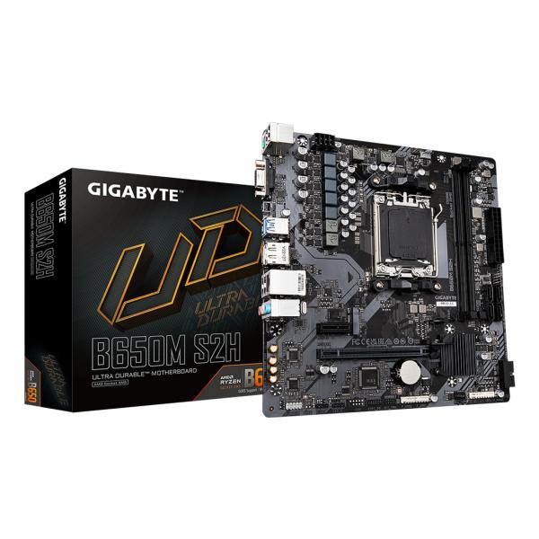GIGABYTE B650M S2H Scheda madre - AMD Ryzen serie 9000, VRM a 5+2+2 fasi, fino a 6400 MHz DDR5 [OC], 1xPCIe 4.0 M.2, LAN GbE, USB 3.2 Gen 1 (Gigabyte B650M S2H Ultra Durable AMD AM5 Socket Motherboar