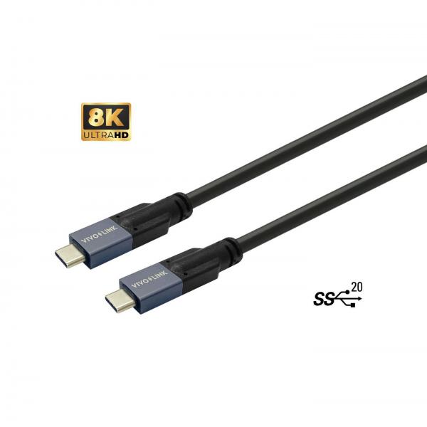 Vivolink PROUSBCMM6 cavo USB USB 3.2 Gen 2x2 6 m USB C 100 W Nero (USB-C to USB-C Cable 6m - Supports 20 Gbps data - Enterprise-tested - Warranty: 144M)