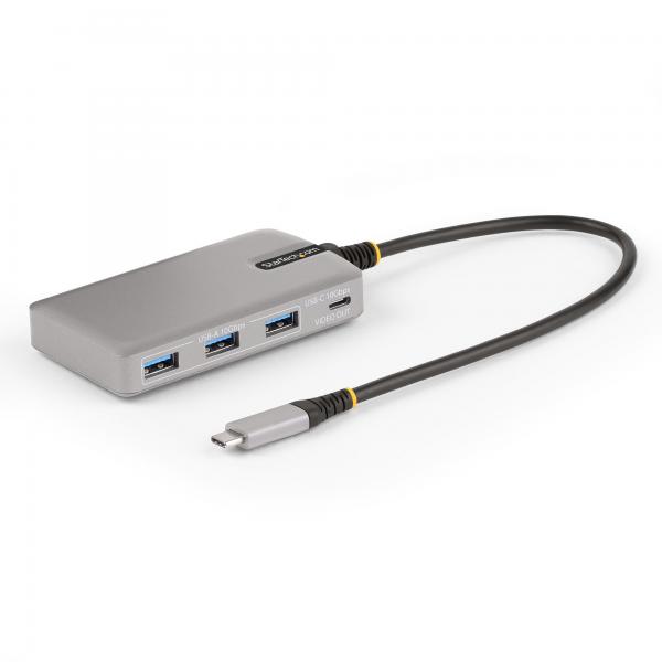 StarTech.com Hub USB-C a 4 porte con uscita video USB-C DP Alt Mode 4K 60Hz - 3x USB Type-A, 1x USB Type-C, 100W PD Pass-Through, USB 3.2 10Gbps, cavo da 30cm, hub USB portatile (4-PORT USB-C HUB W/U