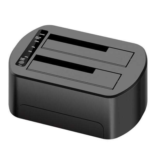 CoreParts MS-CLONER-SATA2.5-3.5 docking station per unità di archiviazione Nero (USB3.0 dual bay HDD clone - docking station with RGB - gaming design - Warranty: 12M)