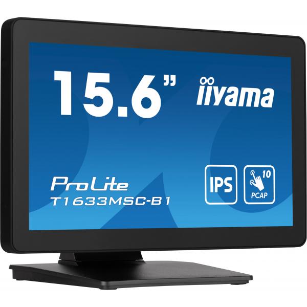 iiyama ProLite T1633MSC-B1 Monitor PC 39,6 cm [15.6] 1920 x 1080 Pixel Full HD LCD Touch screen Nero (T1633MSC-B1 15.6IN BLACK 16:9 - IPS LCD HDMI/DP/USB 2X2W SPEAKER)