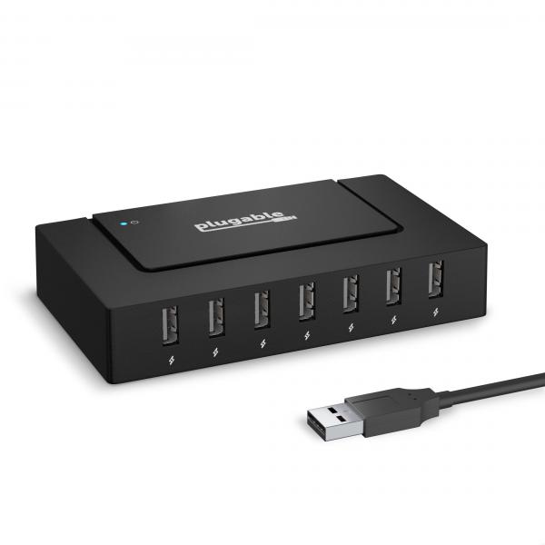 Plugable Technologies USB2-HUB7BC-EU hub di interfaccia USB 2.0 Type-B 480 Mbit/s Nero (Plugable USB 2.0 Hub 60W Power Adapter)