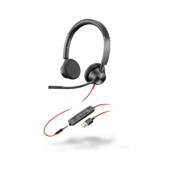 POLY 3325 Auricolare Cablato A Padiglione Musica e Chiamate USB tipo A Nero (Plantronics Blackwire 3325 - eadset, Head-band, Calls & - Music, Black, Binaural, PTT, Play/Pause, Track , Track <gt/