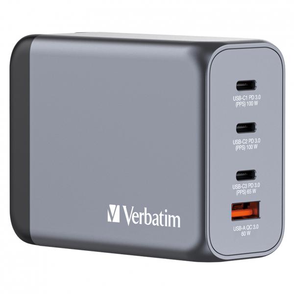 Verbatim GNC-200 Universale Nero, Grigio AC Ricarica rapida Interno (Verbatim 200W 4-Port GaN Wall Charger)