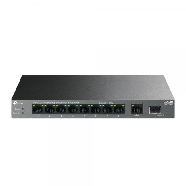 TP-Link LiteWave LS1210GP switch di rete Non gestito Gigabit Ethernet [10/100/1000] Supporto Power over Ethernet [PoE] Nero (TP-LINK 10-PORT GB DESKTOP SWT 8PT POE)