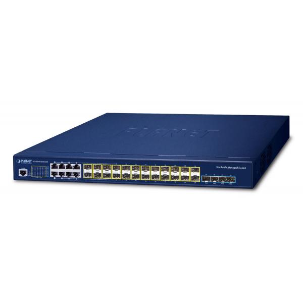 PLANET Layer 3 16-Port 100/1000X SFP Gestito L3 10G Ethernet [100/1000/10000] 1U Blu (Layer 3 16-Port 100/1000X SFP - + 8-Port Gigabit TP/SFP combo - + 4-Port 10G SFP+ Stack Managed Switch Dual AC Re