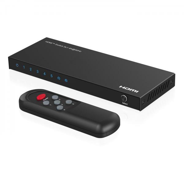 Microconnect MC-HDMISWITCH0501-4K conmutador de vídeo (4K@60Hz HDMI Switch 5x1, HDCP - 2.2, w/ Remote control - Warranty: 300M)