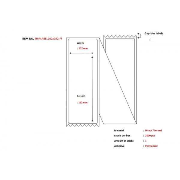 Capture SHIPLABEL102X192-FF etichetta per stampante Bianco (Ship-label 102 x 192mm, - Fanfold. Direct Thermal, 2000 - labels per box)