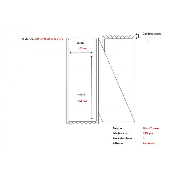 Capture SHIPLABEL105X251-FF2 etichetta per stampante Bianco (Ship-label 105 x 251mm, - Fanfold. Direct Thermal, 2000 - labels per box)