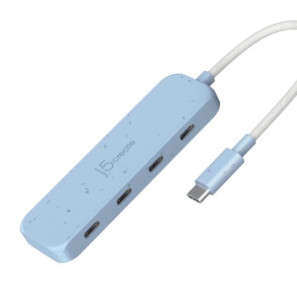 j5create Hub ecologico da USB-C a 4 porte tipo C Gen 2 (ECO-FRIENDLY USB-C TO 4-PORT - TYPE-C GEN 2 HUB)