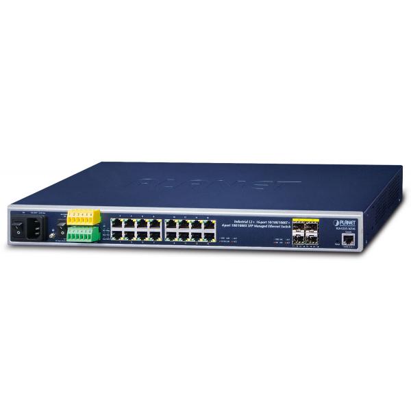 PLANET IGS-5225-16T4S switch di rete Gestito L2+ Gigabit Ethernet [10/100/1000] 1U Blu (IP30 19 Rack Mountable Ind - L2+/L4 Managed Ethernet Switch - 16x1000T + 4x100/1000X SFP [-40 to 75 C, AC + 2 D