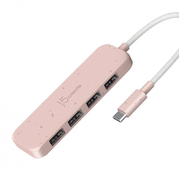 j5create Hub ecologico da USB-C a 4 porte tipo A Gen 2 (ECO-FRIENDLY USB-C TO 4-PORT - TYPE-A GEN 2 HUB)