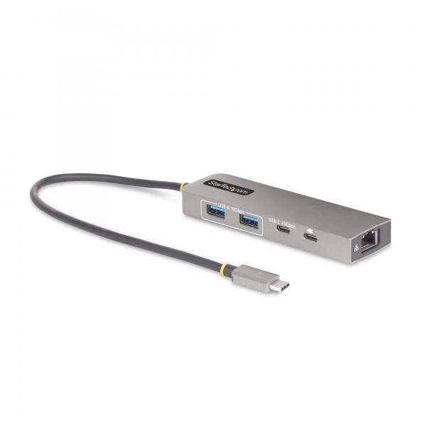 StarTech.com Hub USB-C a 3 porte con Ethernet da 2,5 Gbps e porta Power Delivery Pass-through da 100W, USB 3.2 10Gbps, 2x USB-A/1x USB-C, Hub adattatore USB Type-C portatile (3-PORT USB-C HUB 2.5GB E