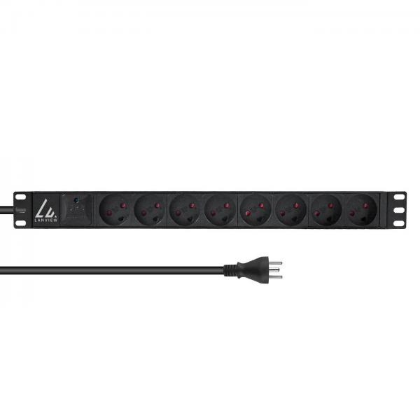 Lanview LVR-2MDK-SPD-DK8 non classificato (19`` rack mount power strip, - 13A with 8 x type K, with - surge protection 2m cable with danish plug - Warranty: 60M)
