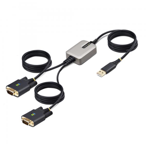 StarTech.com 2P6FFC-USB-SERIAL adattatore per inversione del genere dei cavi USB-A 2 x DB-9 RS-232 Nero, Grigio (StarTech 13ft [4m] 2-Port USB to Serial Adapter Cable, Interchangeable DB9 Screws/Nuts