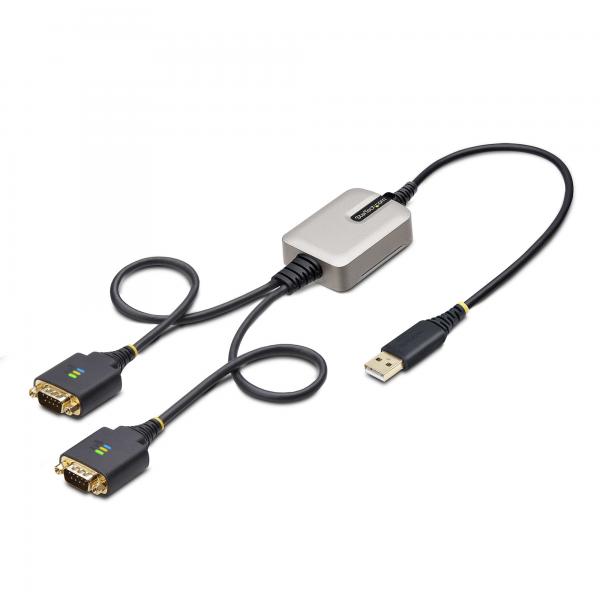 StarTech.com Cavo da USB a seriale a 2 porte da 60 cm, Viti/dadi DB9 intercambiabili, ritenzione COM, USB-A a DB9 RS232, FTDI, protezione ESD di livello 4, Windows/macOS/ChromeOS/Linux - Struttura ro