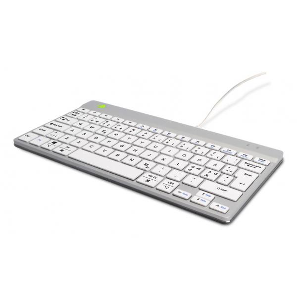 R-Go Tools Tastiera ergonomica R-Go Compact Break, tastiera compatta con software break, QWERTY [ND], con cavo, bianco (R-Go Compact Break Ergonomic Keyboard,)
