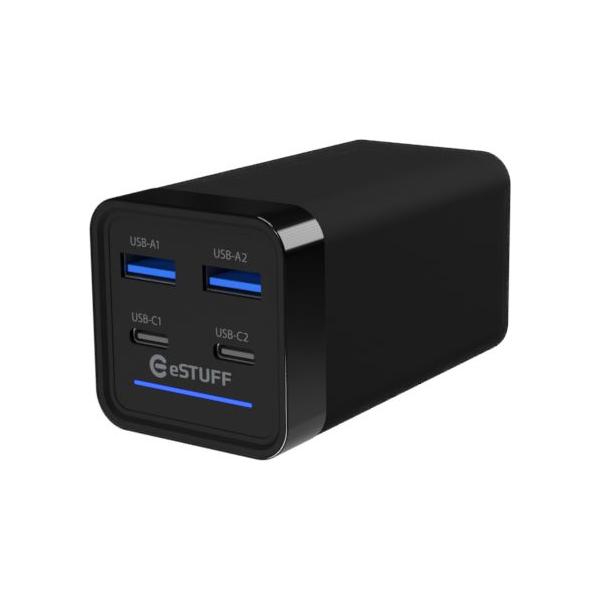 eSTUFF ES635200 Caricabatterie per dispositivi mobili Computer portatile Nero AC Ricarica rapida Interno (Multi charger PD65W 2C+2A - Warranty: 60M)